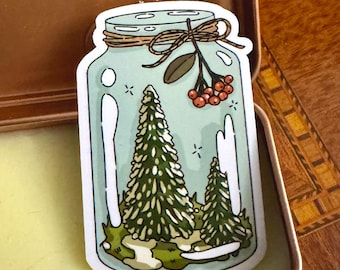 Christmas Tree Jar Sticker: Glossy Holiday Planner Decal