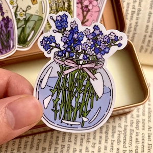 Sticker myosotis | fleur autocollant | Stickers pour carnet, sticker album, sticker floral, sorcellerie, sticker pour ordinateur portable, sticker végétal