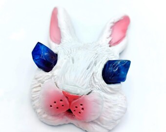 Magnet Lapin [ Call of the moon ] Bunny rabbit sculpture aimant cristaux fantasy