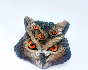 Magnet Hibou [ Call of the moon ] Owl sculpture aimant fantasy