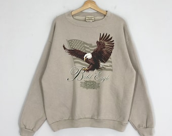 Vintage 90s Bald Eagles Sweatshirt Xlarge Bald Eagles Graphic Crewneck Printed Alaska Bird Eagles Animal Pullover Eagles Jumper Size XL