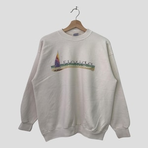 Vintage 90s Florida Sweatshirt: Sunshine State Beach Crewneck (Size L)