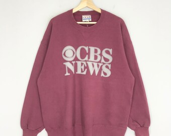 Vintage 90's CBS News Maroon Sweatshirt Xlarge Cbs American Television Program Sweater Cbs News Spell Out Crewneck Cbs News Pullover Size XL