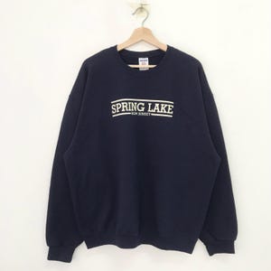 vintage Spring Lake bleu sweat très grand Spring Lake New Jersey Spell Out pull Spring Lake ras du cou Spring Lake pull pull taille XL