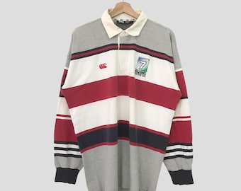 Vintage 90er Jahre Canterbury Of Neuseeland Polo Rugby Shirt Großes Canterbury CCC Multicolor Stripes Shirt Canterbury Ruby World Cup T-Shirt L