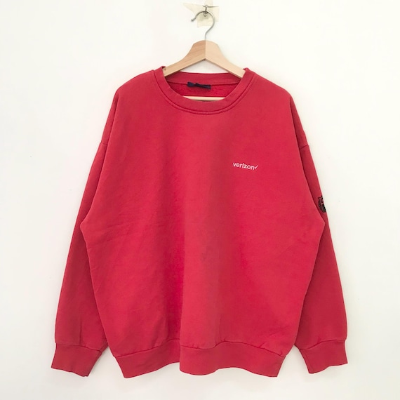 Vintage Verizon Red Sweatshirt 2Xlarge Verizon Embroidery Logo Sweater Verizon Wireless Service Crewneck Verizon Pullover Jumper Size XXL