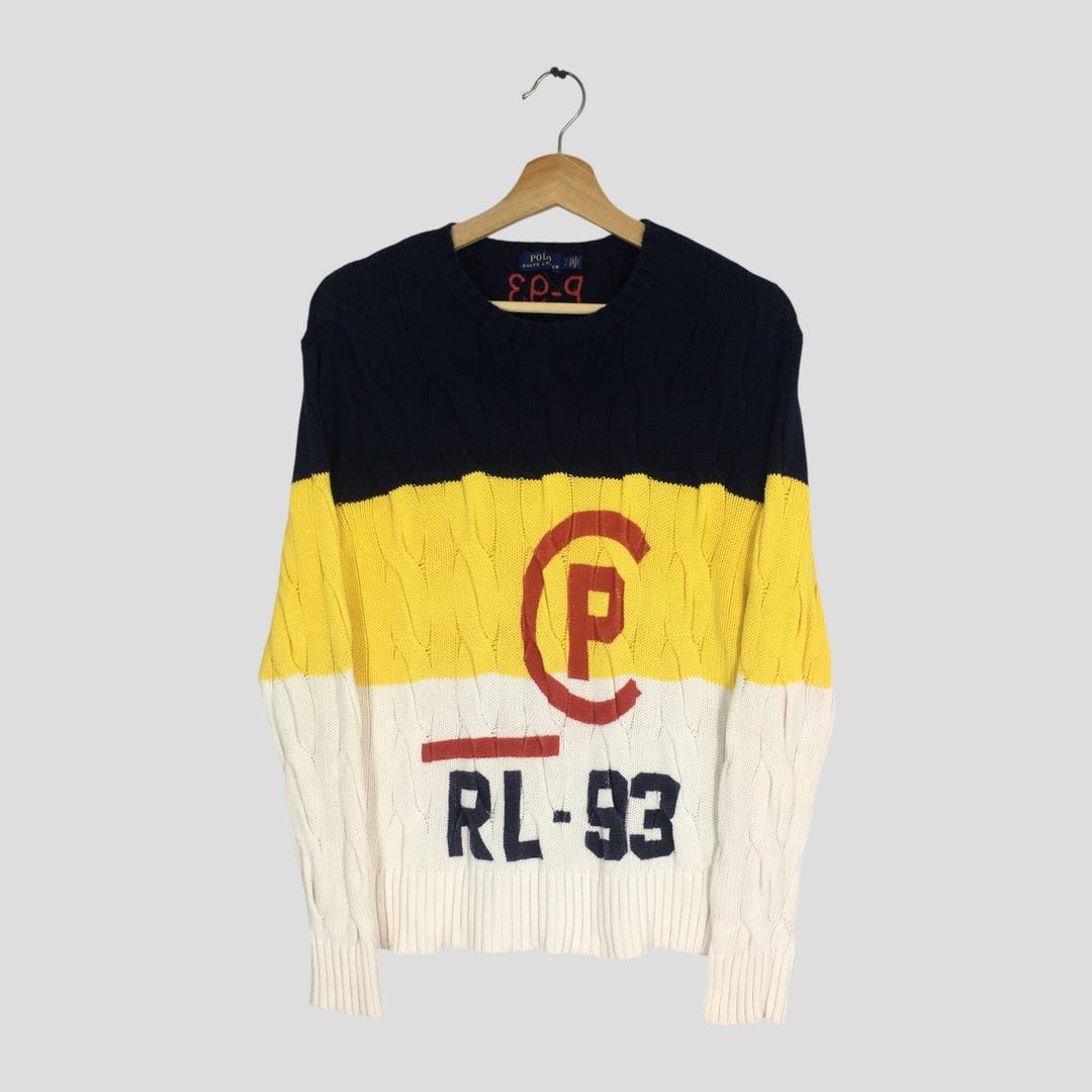 Polo Ralph Lauren Cable Knit Colorblock Big Striped Sweatshirt