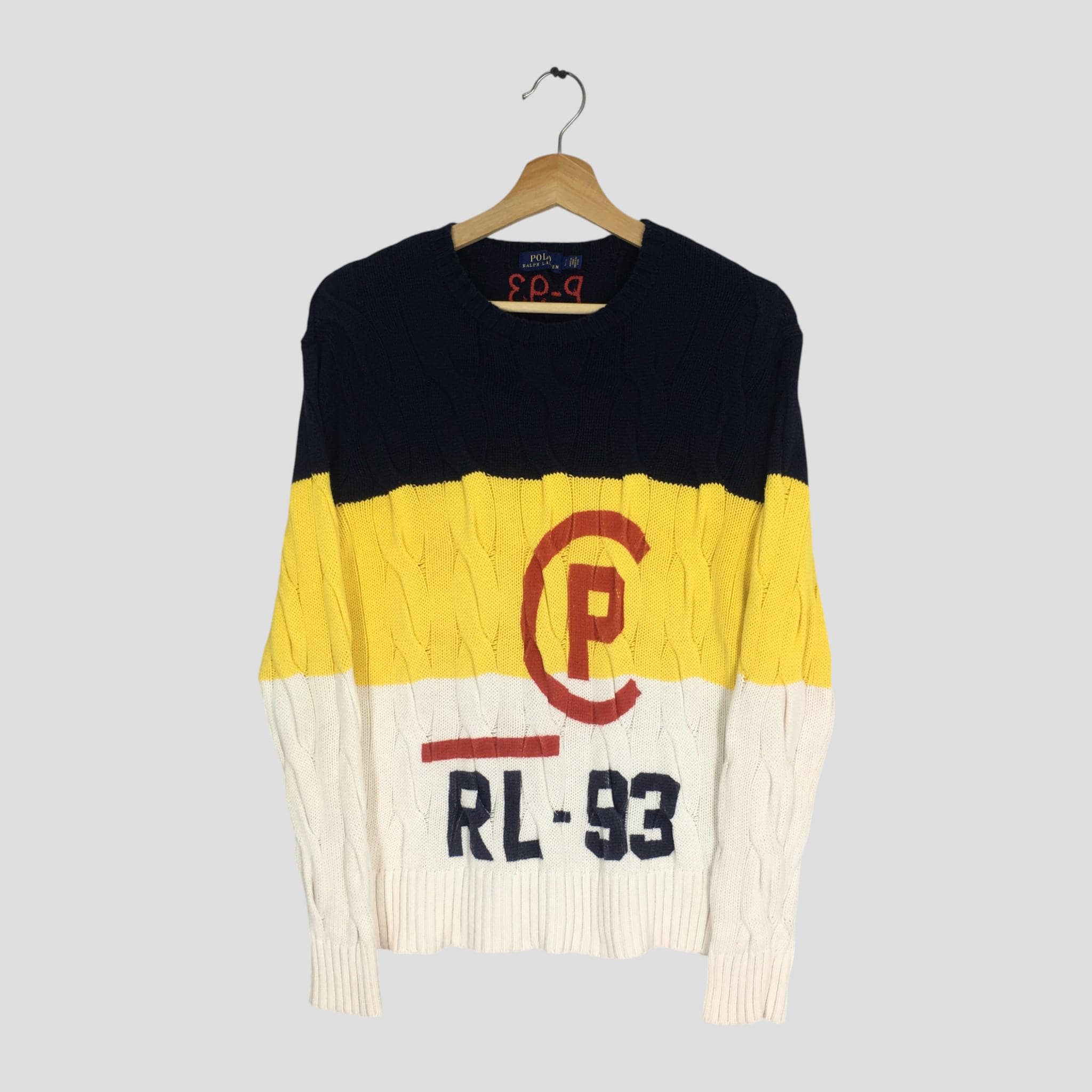 Polo Ralph Lauren Cable Knit Colorblock Big Striped Sweatshirt