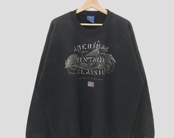 Vintage Retro American Vintage Classic Black Sweatshirt Large Freedom On The Open Road Motorcycle Graphic Pullover Motorcycle Biker Size L