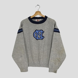 Vintage 90's North Carolina Tar Heels Ncaa Grey Sweatshirt Large UNC North Carolina Crewneck North Carolina Spell Out Pullover Jumper Size L
