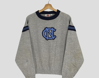 Vintage 90's North Carolina Tar Heels Ncaa Grey Sweatshirt Large UNC North Carolina Crewneck North Carolina Spell Out Pullover Jumper Size L