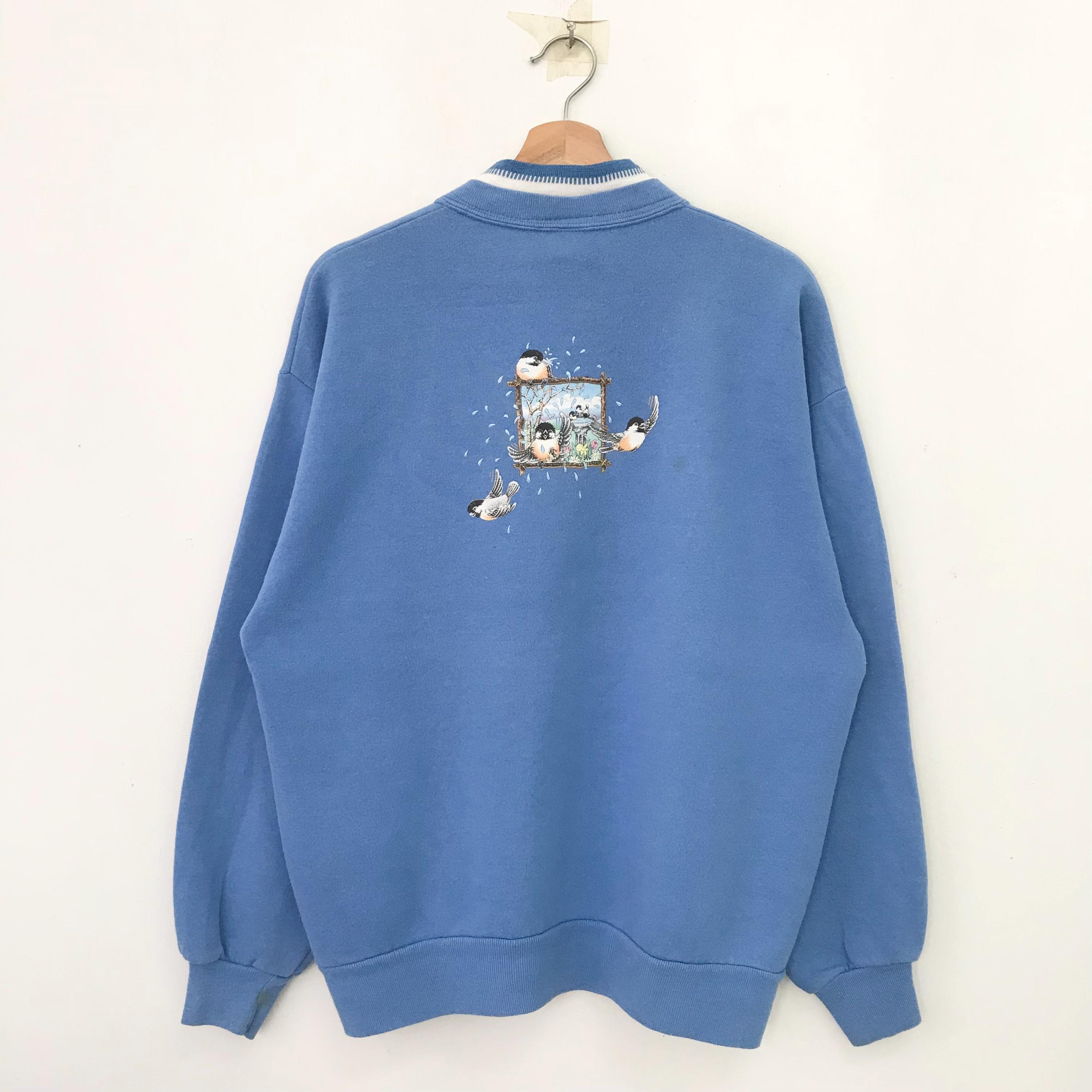 Vintage 90s Morning Sun Blue Sweatshirt Large Morning Sun Graphic