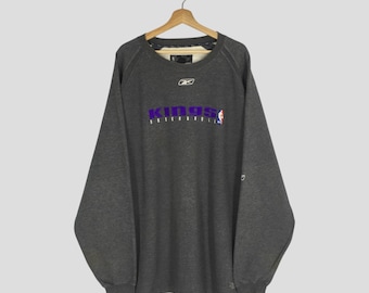 Vintage Sacramento Kings Gray Sweatshirt 2Xlarge Sacramento Kings Basketball Sportswear Embroidery Sweater Crewneck Baggy Pullover Size XXL