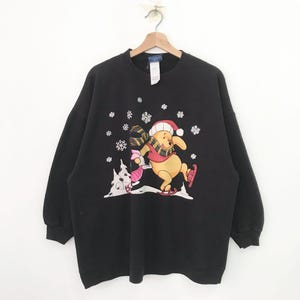 Vintage Winnie The Pooh Disney Sweatshirt Xlarge Pooh Inverno Grande Estampa Winnie Pooh Desenho Animado Walt Disneyland Crewneck Pooh Pullover Tamanho XL