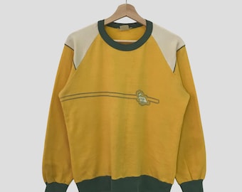 Vintage 80's Retro Raglan Yellow Green Sweatshirt Small Plaid Stripes Outfits Sweater Raglan Crewneck Relaxing Pullover Jumper Style Size S