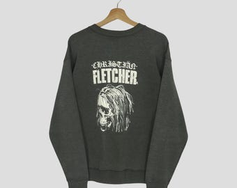 Vintage 90s Christian Fletcher Big Cross Skull Logo American Surf