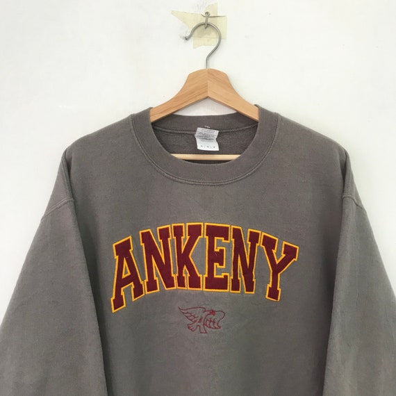 Vintage Y2K Ankeny Iowa Brown Sweatshirt Medium Ankeny Spell Out Big Logo Sweater Ankeny Hawks Crewneck Ankeny Pullover Ankeny Jumper Size M View 4