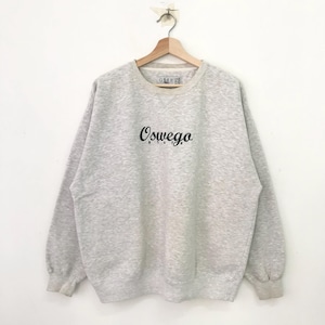 Vintage Oswego State Grey Sweatshirt Large Oswego State University of New York Embroidery Logo Sweater Oswego State Crewneck Pullover Size L