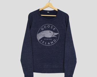 Vintage Goose Island Blue Triblend Sweatshirt Medium Goose Island Graphic Printed Sweater Goose Crewneck Aesthetic Pullover Jumper Size M