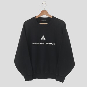 vintage Advan Racing Motorsports Sweatshirt Large Get A Step Ahead Advan Spell Out Logo Pull Advan Championship Racing Ras Du Cou Taille L