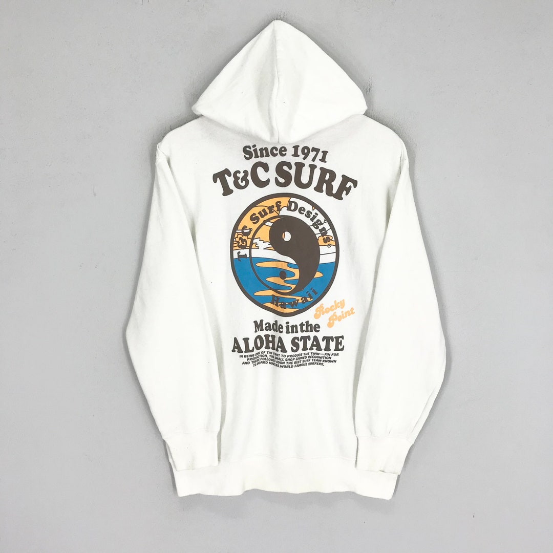 Vintage 90s T&C Surf Design Sweatshirt Hoodie White Medium Vintage 90s T&C Surf Design Sweatshirt Hoodie White Medium