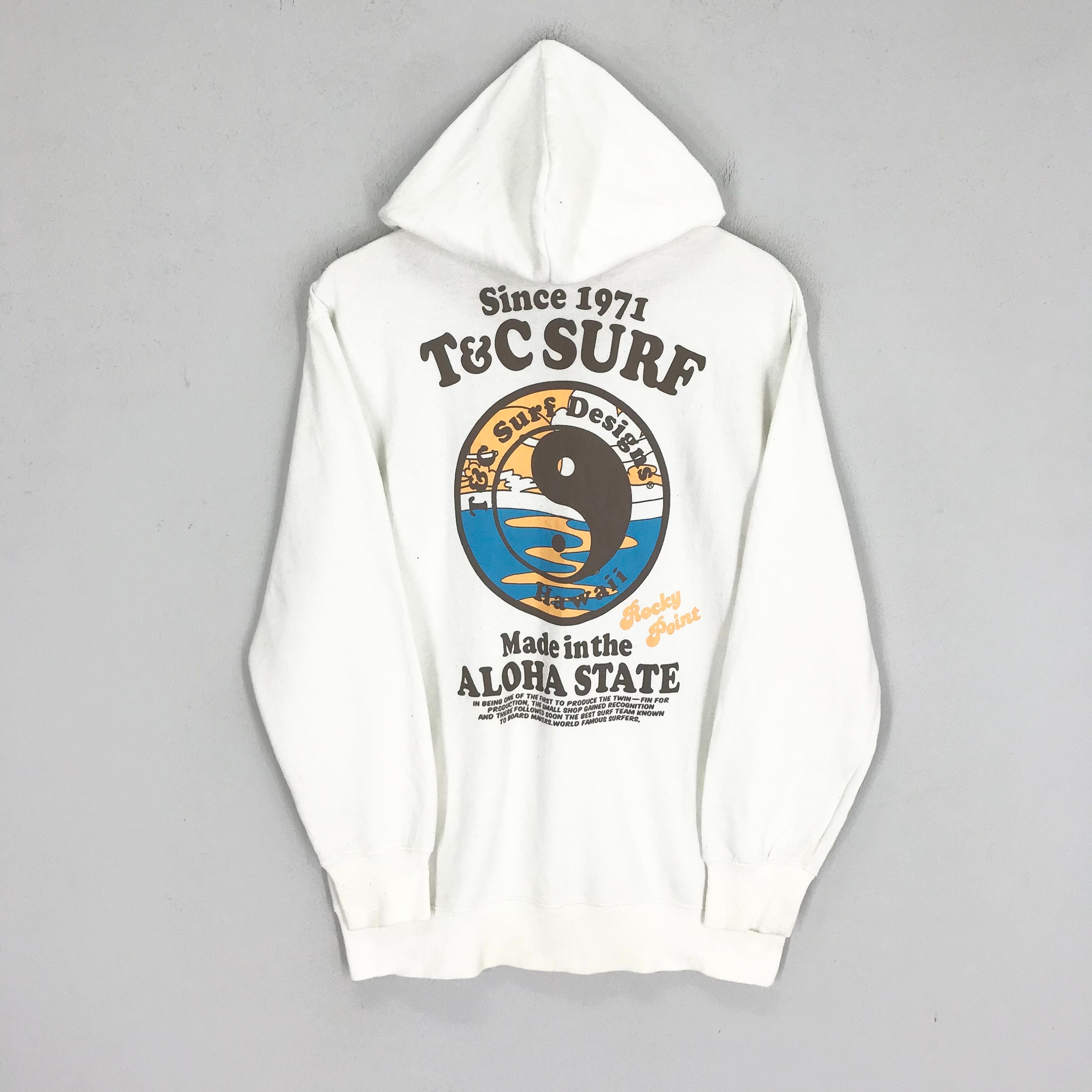 Vintage 90s T&C Surf Design Sweatshirt Hoodie White Medium Vintage 90s T&C Surf Design Sweatshirt Hoodie White Medium