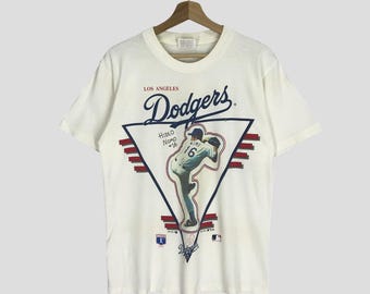 Vintage 90s Los Angeles Dodgers White Tshirt  Medium Dodgers Hideo Nomo 16 Baseball Mlb Sport Team Crewneck T-shirt LA Dodgers Size M
