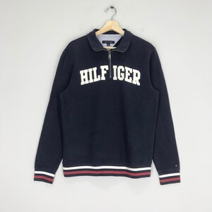 Vintage  Tommy Hilfiger Blue Sweatshirt Large Tommy Hilfiger Embroidery Spell Out Logo Sweater Tommy Hilfiger Jeans Crewneck
