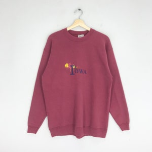 Vintage 90s Iowa Sweatshirt Medium Iowa State Spell Out Embroidered Logo Sweater Iowa US State Crewneck Iowa College Pullover Iowa Size M