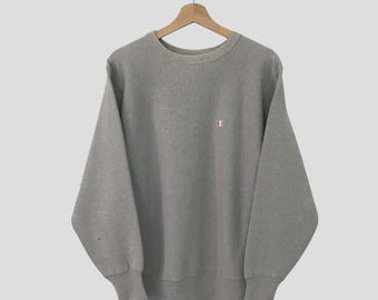 Vintage 90s Distressed Champion Reverse Weave Grey Sweatshirt Large Champion Embroidery Logo Sweater Champion Sport Crewneck Pullover Size L