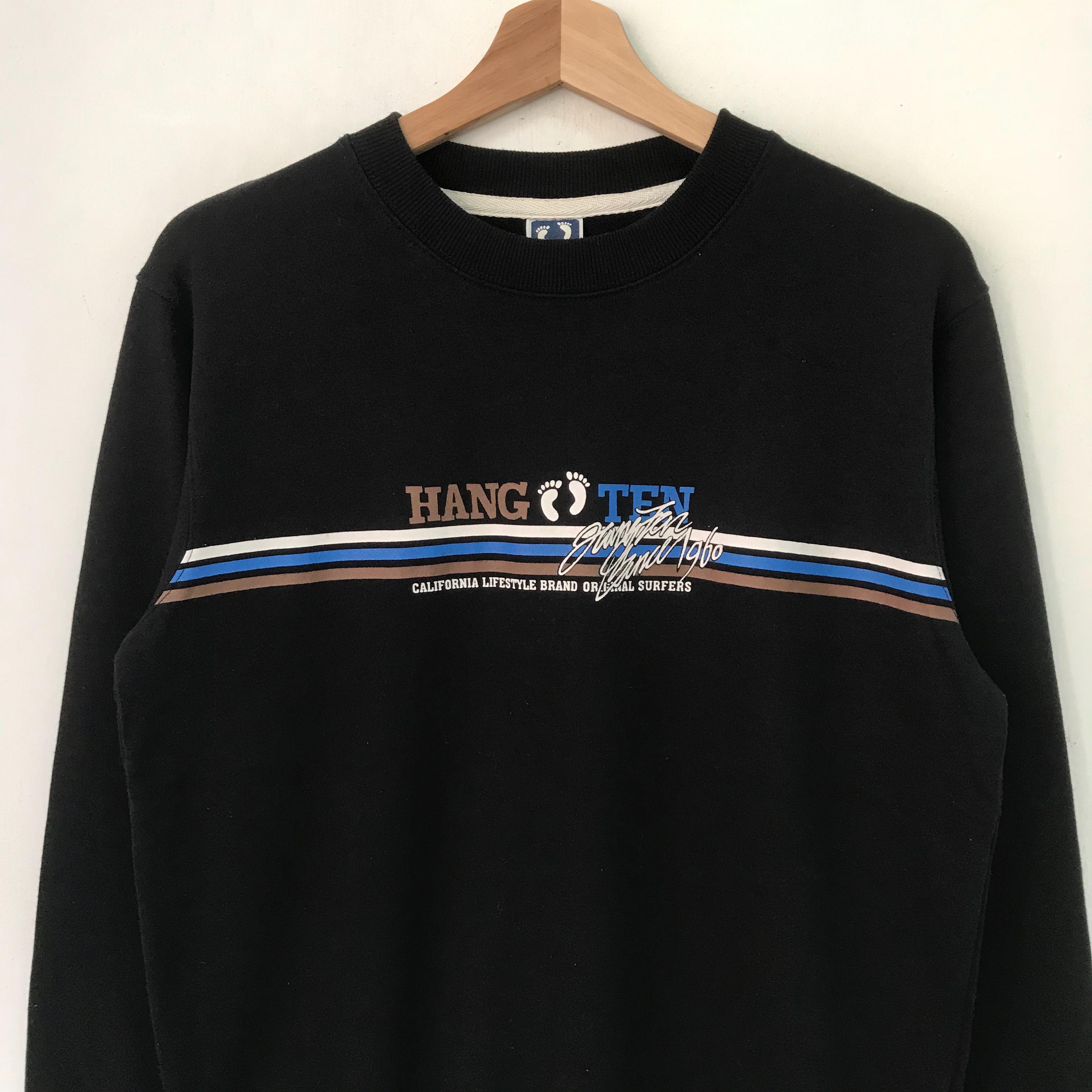 Vintage Y2K Hang Ten Black Sweatshirt Medium Hang Ten Aloha