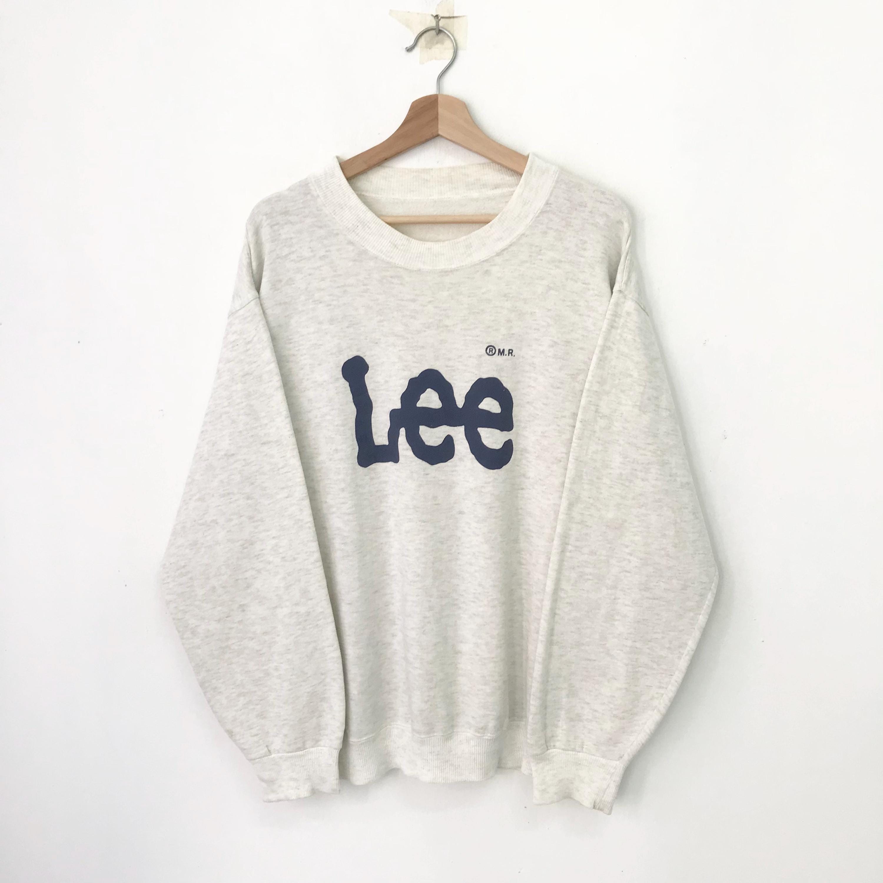Vintage 90s Lee Usa Gray Sweatshirt Large Lee Spell Out Big Logo 