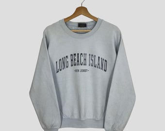 Vintage Long Beach Island Blue Sweatshirt Small Long Beach Island New Jersey Spell Out Sweater Souvenir Crewneck Pullover Jumper Size S