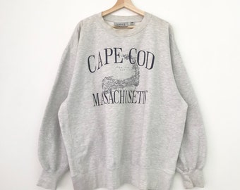 Vintage 90s Cape Cod Massachusetts Gray Sweatshirt Baggy Cape Cod Massachusetts Sweater Cape Cod Bay Crewneck Cape Cod Usa Jumper Size XXXL
