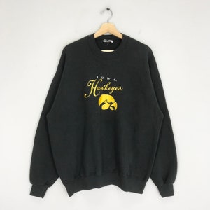 Vintage Iowa Hawkeyes Football Ncaa Sweatshirt Large Black Iowa Hawkeyes Embroidered Crewneck University Of Iowa Jumper Pullover Iowa Size L