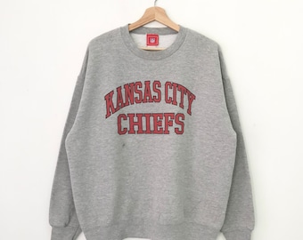 Vintage Kansas City Chiefs Gray Sweatshirt Large Kansas City Chiefs Football Spell Out Crewneck Kansas City Chiefs Nfl Sport Pullover Size L