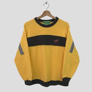 Vintage 90&#39;s Honda Motorsport Racing Yellow Sweatshirt Medium Honda Racing Team Spell Out Sweater Honda Motorsport Japan Pullover Size M