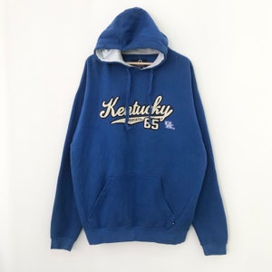 Vintage Kentucky Wildcats Ncaa Blue Sweater Xlarge University Kentucky Spell Out Big Logo Hoodie Kentucky Wildcats Pullover Hoodie Size XL