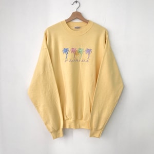 Vintage 90s Florida Yellow Sweatshirt Xlarge Florida United States Crewneck Florida Beach Hawaii Sweater Florida Pullover Florida Size XL