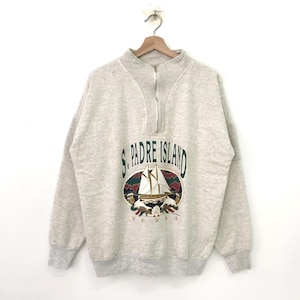 Vintage 90's South Padre Island Grey Sweatshirt Xlarge South Padre Island Beach Graphic Sweater South Padre Island Texas Pullover Size XL