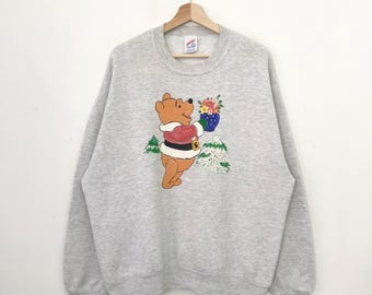 Vintage 90's Jerzees Graphic Grey Sweatshirt Xlarge Jerzees Graphic Bear Holiday Print Sweater Jerzees Crewneck Pullover Jerzees USA Size XL