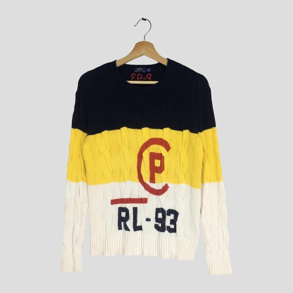 Polo Ralph Lauren Cable Knit Colorblock Big Striped Sweatshirt