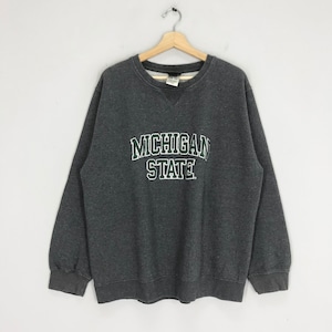 Vintage Michigan State Msu Gray Sweatshirt Xlarge Michigan State University Sweater Michigan State Ncaa Crewneck Big Logo Pullover Size XL