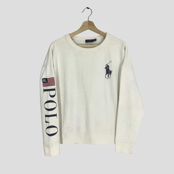 Polo Ralph Lauren White Sweatshirt Medium Polo Ralph Lauren Big 
