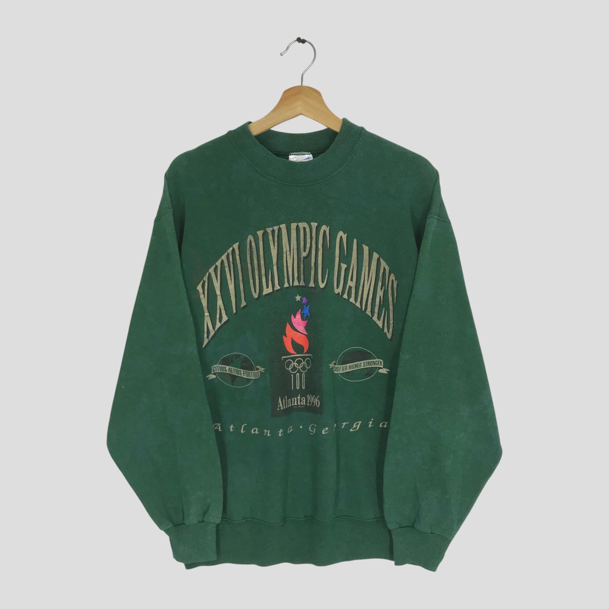 Vintage 1996 Olympic Atlanta Faded Green Sweatshirt Large Atlanta