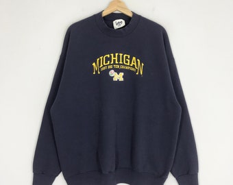 Vintage 90s Michigan Wolverines Ncaa Blue Sweatshirt Xlarge Michigan Wolverines Rose Bowl Crewneck University Of Michigan Pullover Size XL