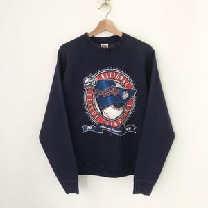 Vintage Atlanta Braves Blue Sweatshirt Medium Atlanta Braves Baseball World Series Crewneck Braves Major League Baseball Team Mlb Sweater XL