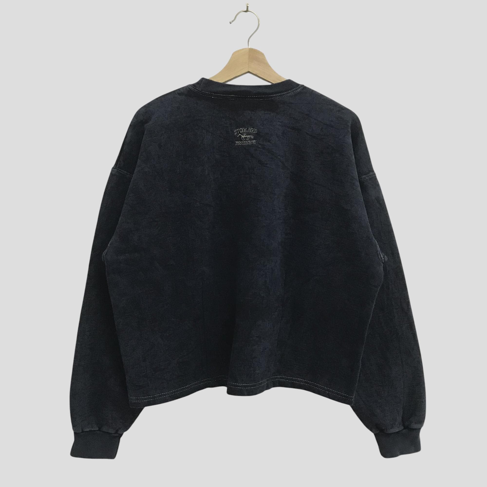 Vintage 90s Stone Aged Rockwear Blue Sweater Large Stone Aged