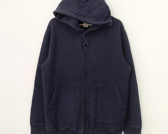 Vintage Acoustic Japan Full Zip Hoodie Sweater Navy Blue Japanese