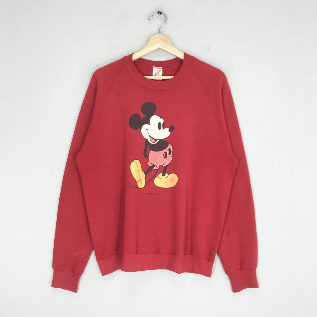 Vintage 90s Mickey Mouse Sweatshirt Red Large Mickey Mouse